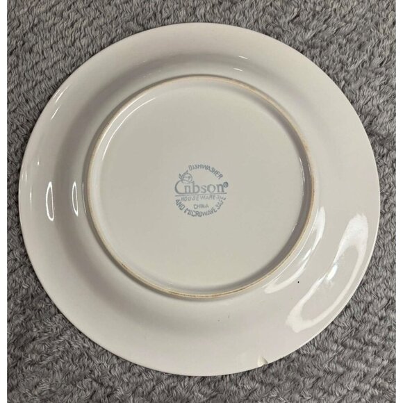 Gibson White Embossed Fruit Design Porcelain Dinner Plates & Soup Bowl Set - Picture 8 of 11